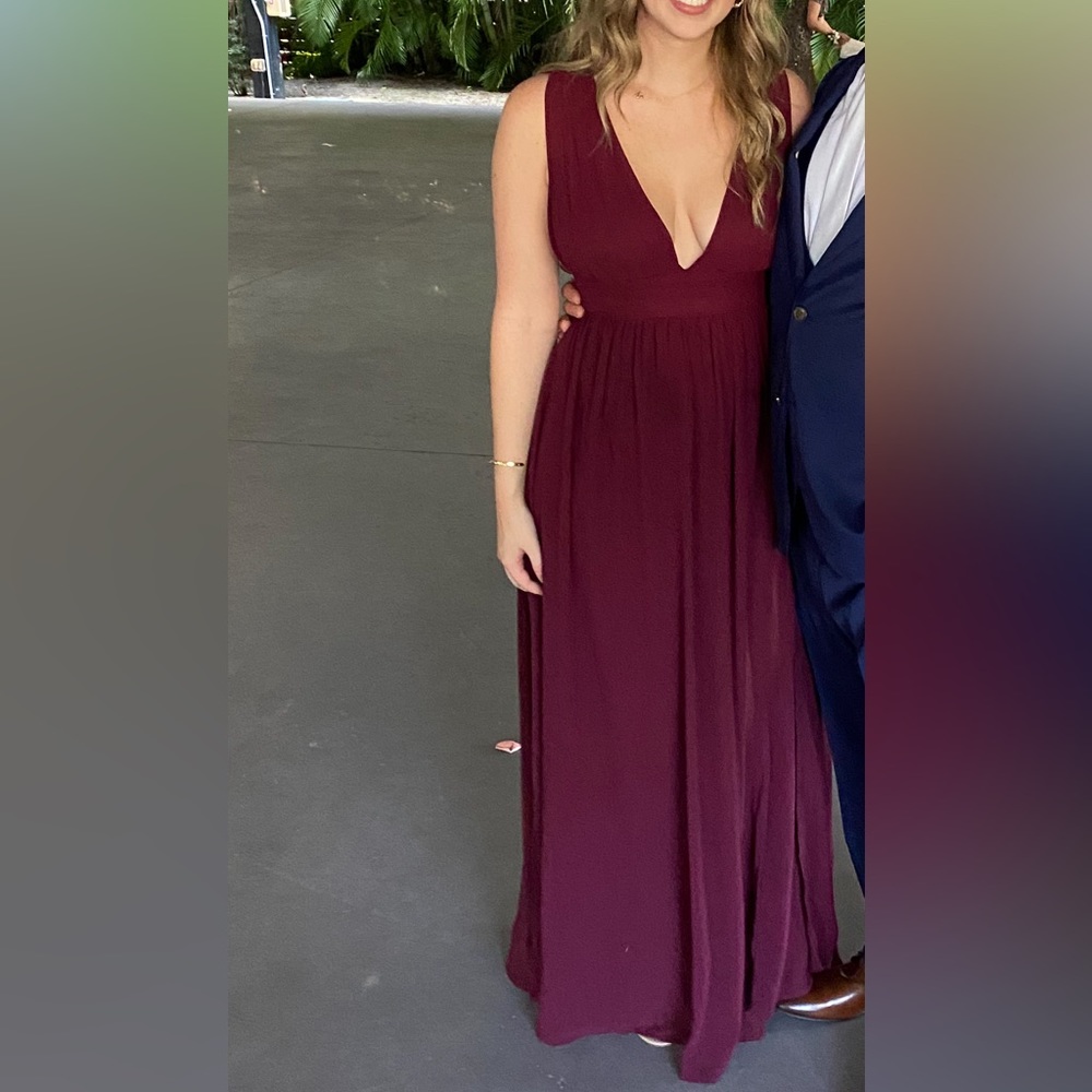 Lulus burgandy maxi dress with slit